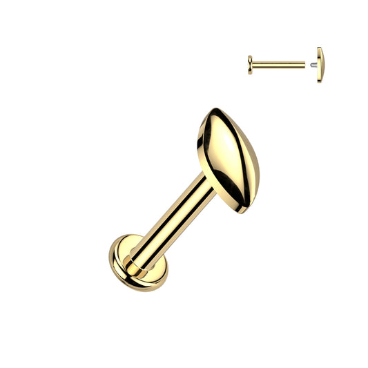 TITANIUM PLAIN MARQUISE FLAT BACK LABRET - 16 GAUGE - 8MM
