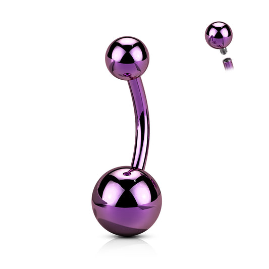 TITANIUM PURPLE PLATED BELLY BAR - 14 GAUGE - 10MM