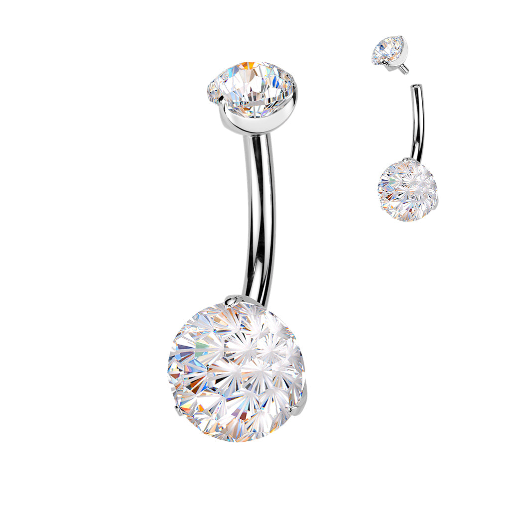 TITANIUM ULTRA CRYSTAL BELLY BAR - 14 GAUGE - 10MM