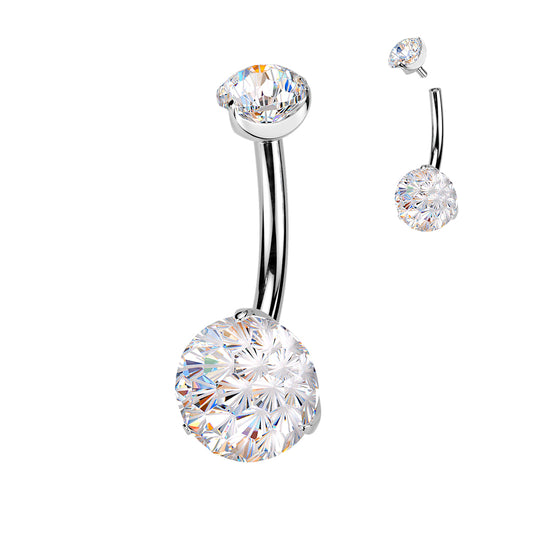 TITANIUM ULTRA CRYSTAL BELLY BAR - 14 GAUGE - 10MM