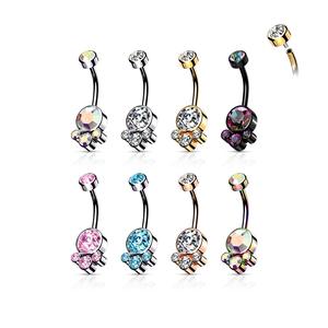 CRYSTAL CLUSTER BELLY BAR - INTERNALLY THREADED - 10MM