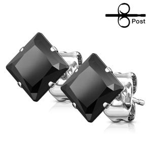 DAINTY CRYSTAL SQUARE STAINLESS STEEL STUDS