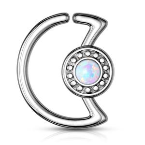 OPAL CENTRE MOON BENDABLE HOOP - 8MM