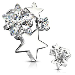 CZ Cluster Stars Internally Threaded Dermal Anchor Top