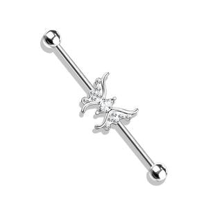 CRYSTAL BUTTERFLY INDUSTRIAL BARBELL - 38MM