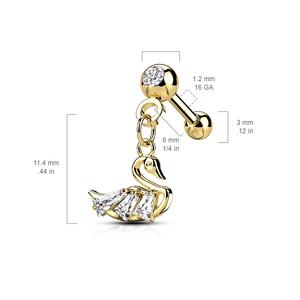 CRYSTAL SWAN SPARKLE BARBELL - 6MM