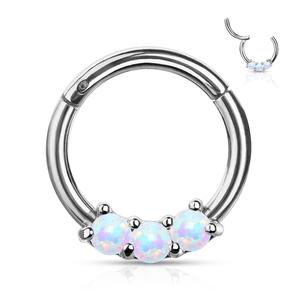 TRIO OPAL HOOP - HINGE CLOSE FASTENING FOR EAR OR NOSE