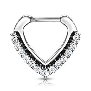 Rhinestone  Paved Chevron Shape Clicker for Septum Metal Coating