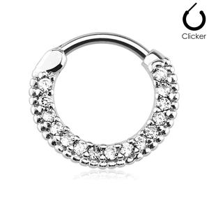 CRYSTAL LINED CLICKER HOOP FOR SEPTUM OR DAITH - 10MM