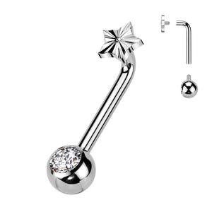 TITANIUM CRYSTAL & STAR CHRISTINA PIERCING BARBELL VCH