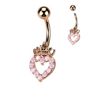 PRINCESS CROWN CRYSTAL BELLY BAR - 10MM