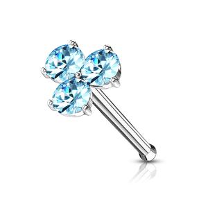 TRIPLE CRYSTAL STRAIGHT BAR NOSE STUD - 6MM