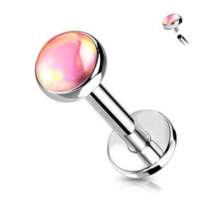 IRIDESCENT OPAL TOP FLAT BACK LABRET - 8MM