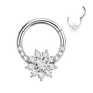 CRYSTAL FLOWER HINGE CLOSE HOOP