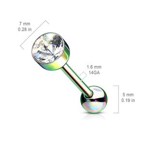 CRYSTAL TOP TONGUE BARBELL - 16MM