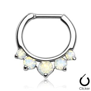 16 GAUGE FIVE OPAL NOSE / SEPTUM / CARTILAGE CLICKER RING