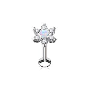 OPAL & CRYSTAL FLOWER LABRET STUD