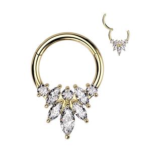 TEARDROP CLUSTER OF CRYSTAL 8MM HOOP FOR DAITH / SEPTUM