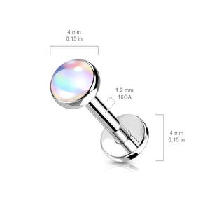 IRIDESCENT OPAL TOP FLAT BACK LABRET - 8MM