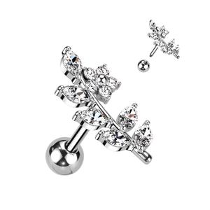 CRYSTAL FLOWER VINE BARBELL - 8MM