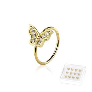 CRYSTAL FILLED  BUTTERFLY NOSE RING - 8MM