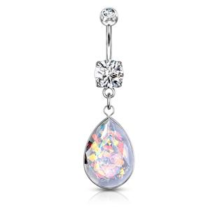 OPAL TEARDROP BELLY BARBELL - 10MM