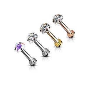 16 Gauge Crystal Heart Top Internally Threaded Stud