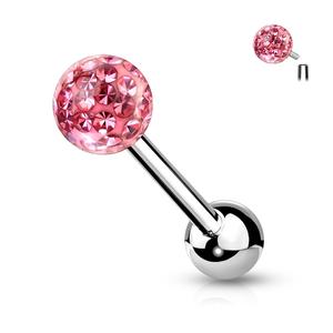 FERIDO DISCO SMOOTH CRYSTAL BALL TONGUE BARBELL -16MM