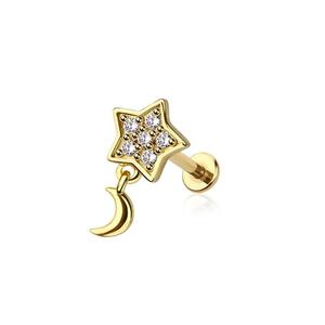 CRYSTAL STAR & DAINTY MOON FLAT BACK LABRET