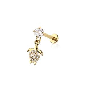 SEA TURTLE CRYSTAL CHARM LABRET - 8MM