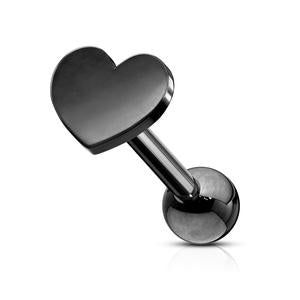 PLAIN SOLID LOVE HEART BARBELL- 6MM