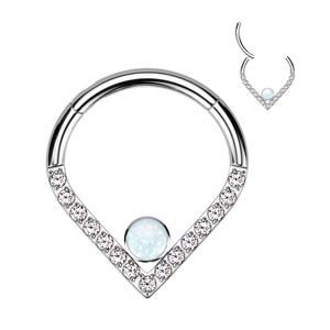 TITANIUM CHEVRON OPAL CRYSTAL CLICKER HOOP