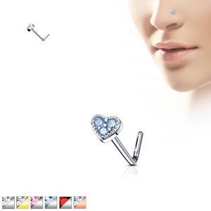 CRYSTAL LOVE HEART L BEND NOSE STUD