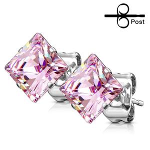 DAINTY CRYSTAL SQUARE STAINLESS STEEL STUDS