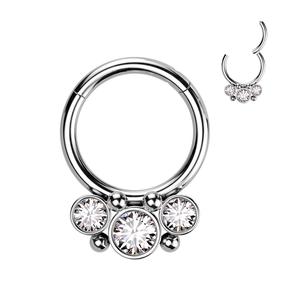 TRIPLE CRYSTAL HOOP - HINGE CLOSE FASTENING MM