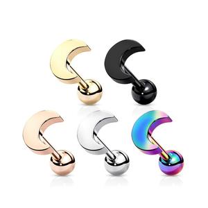 16 GAUGE CRESCENT MOON TOP CARTILAGE TRAGUS STUD