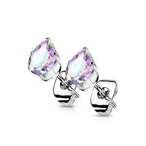 CRYSTAL TEARDROP STUDS - STAINLESS STEEL