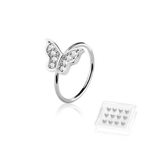 CRYSTAL FILLED  BUTTERFLY NOSE RING - 8MM