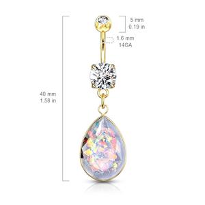 OPAL TEARDROP BELLY BARBELL - 10MM