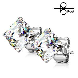 DAINTY CRYSTAL SQUARE STAINLESS STEEL STUDS