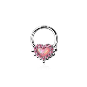 OPAL MERMAID LOVE HEART HINGE CLOSE HOOP - 8MM