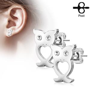 MINI CRYSTAL EYES OWL STUD EARRINGS