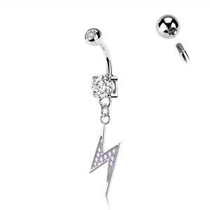 DANGLING  LIGHTENING BOLT BELLY BUTTON RING