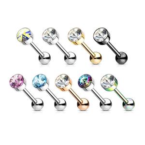 CRYSTAL TOP TONGUE BARBELL - 16MM