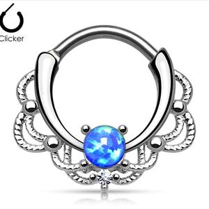 16 GAUGE SILVER OPAL SEPTUM RING SILVER