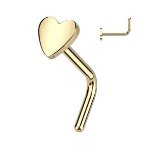 TITANIUM MINI FLAT HEART L BEND NOSE STUD