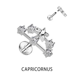 Silver CZ Zodiac Constellation Labret stud