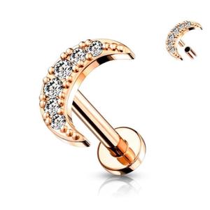 16 Gauge Internally Threaded Flat Back Crystal Moon Stud Suitable for cartilage, tragus, labret, monroe & more Female Male Birthday Engagement Metal Coating