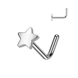 TITANIUM MINI FLAT STAR L BEND NOSE STUD