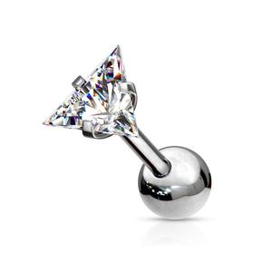 CRYSTAL TRIANGLE CUBIC ZIRCONIA BARBELL